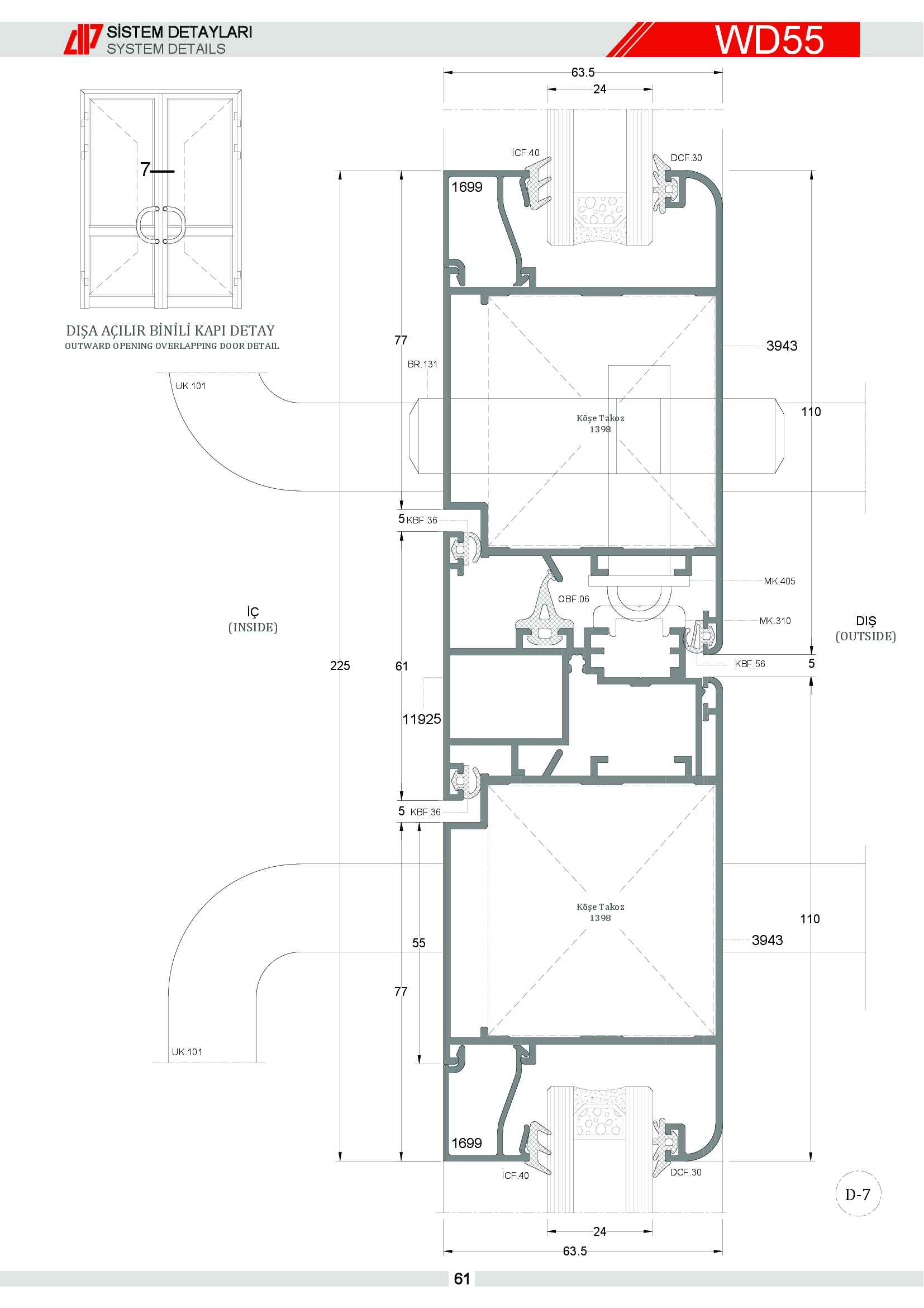 S 55 Yalıtımsız Alüminyum 61